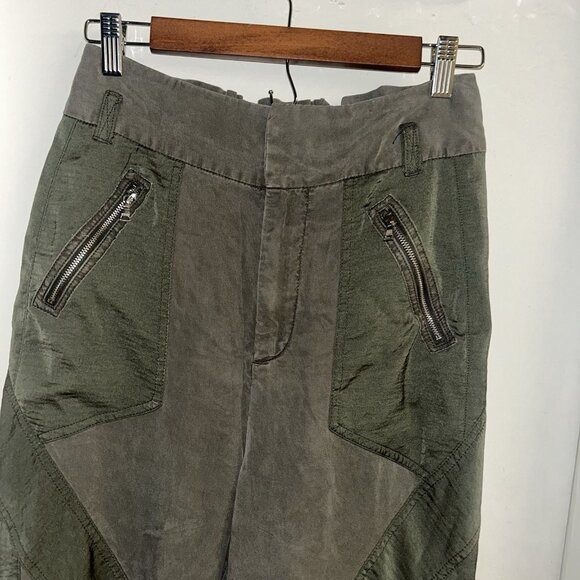 Express High Rise Olive Green Cropped Wide Leg Lyocell Chic Pants Small - Picture 3 of 9
